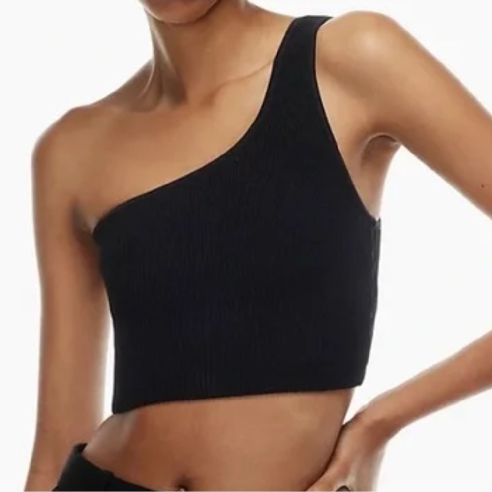 ARITZIA BABATON Sculpt Knit One-Shoulder Cropped Tank in Black